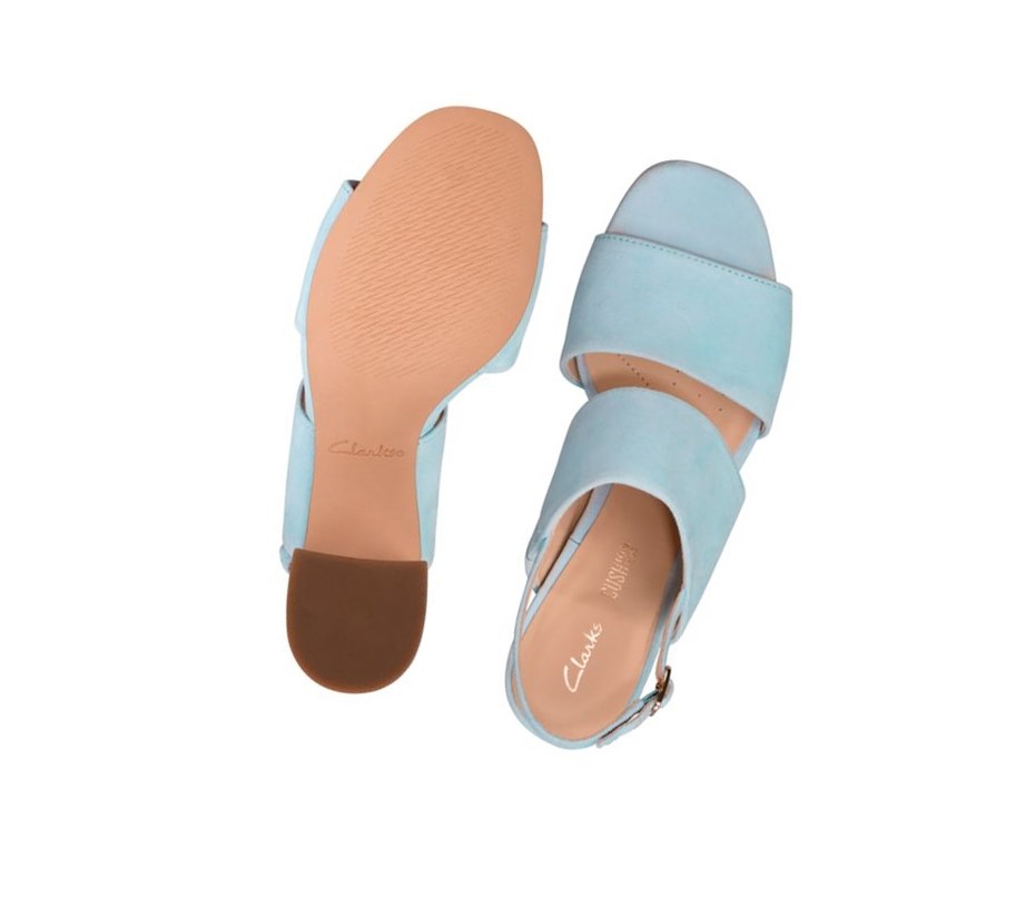 Sandales à Talons Clarks Sheer 55 Brides Daim Femme Bleu Clair | WAYL58239