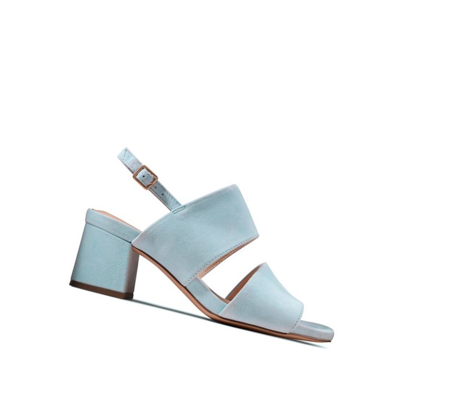 Sandales à Talons Clarks Sheer 55 Brides Daim Femme Bleu Clair | WAYL58239