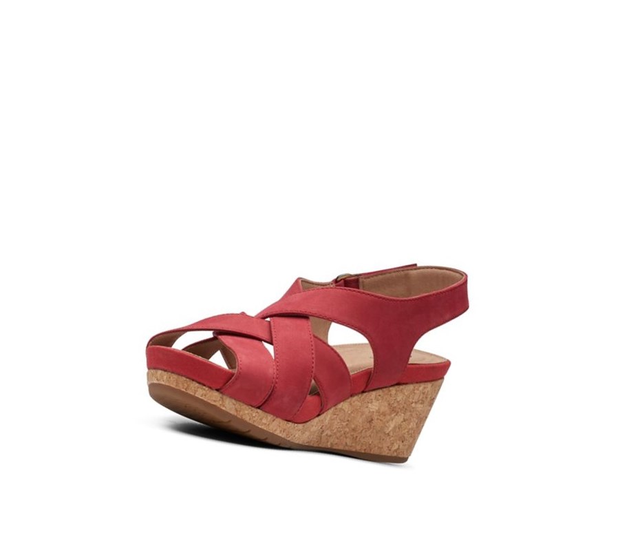 Sandales à Talons Clarks Un Capri Step Nubuck Daim Femme Rouge | YZOK32617