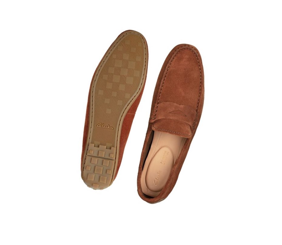 Slip On & Loafers Clarks Reazor Penny Daim Homme Marron | GUXV71958