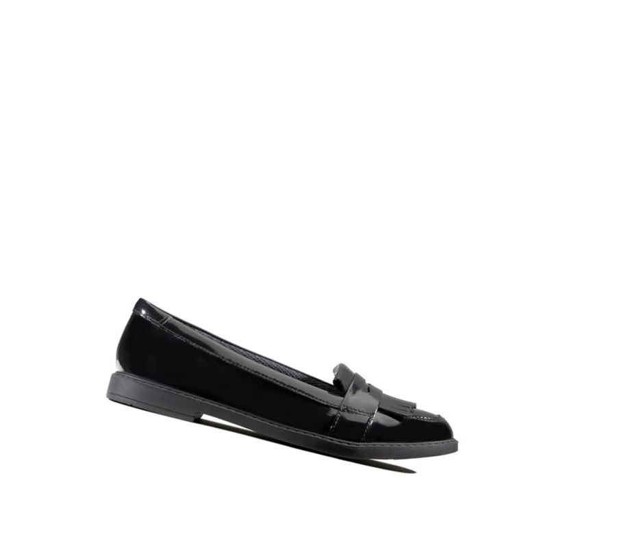 Slip On & Loafers Clarks Scala Bright Vernis Cuir Fille Noir | LUOD42580