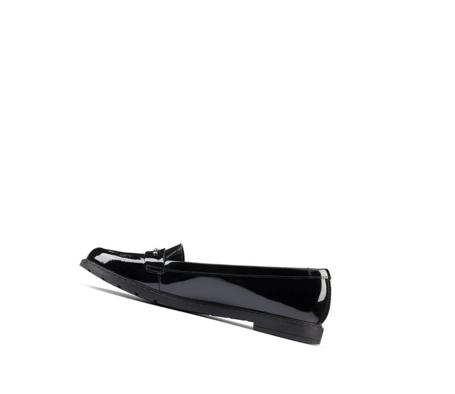 Slip On & Loafers Clarks Scala Walk Vernis Cuir Fille Noir | BCTX98725