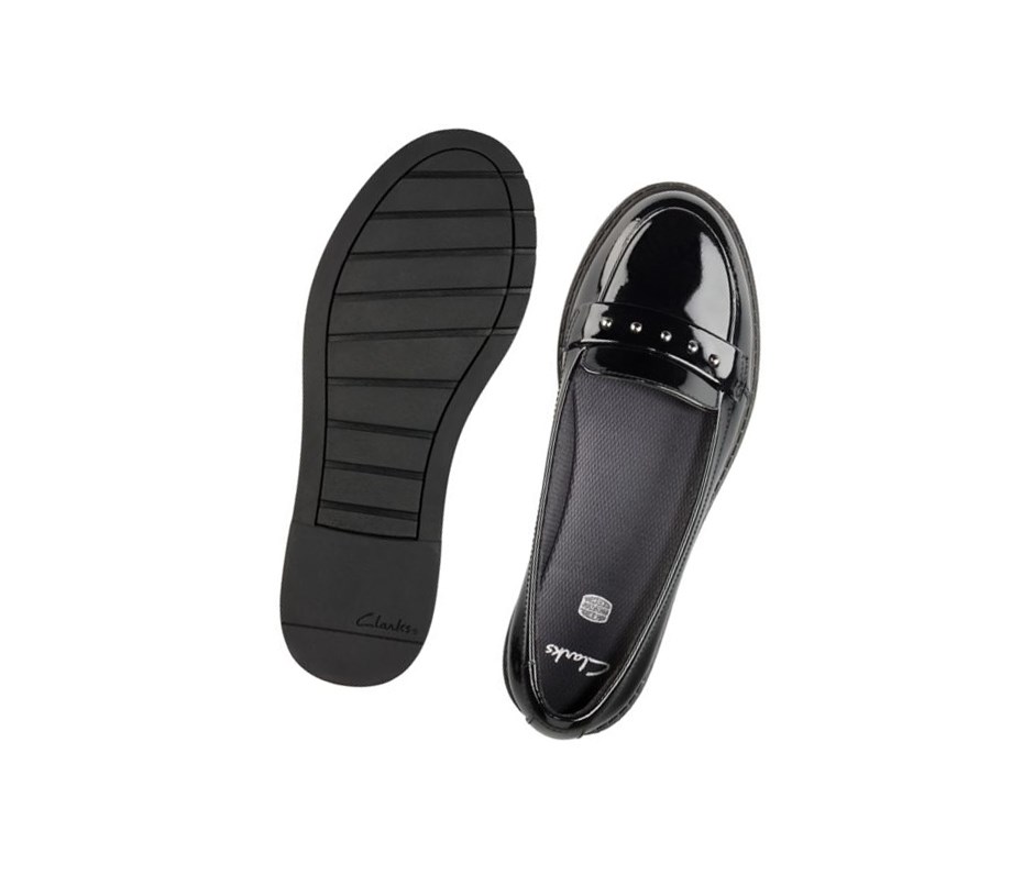 Slip On & Loafers Clarks Scala Walk Vernis Cuir Fille Noir | BCTX98725