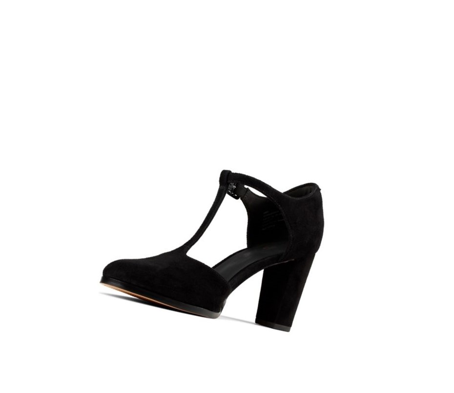 Talons Clarks Kaylin 85 T Bar Daim Femme Noir | TGJK25407