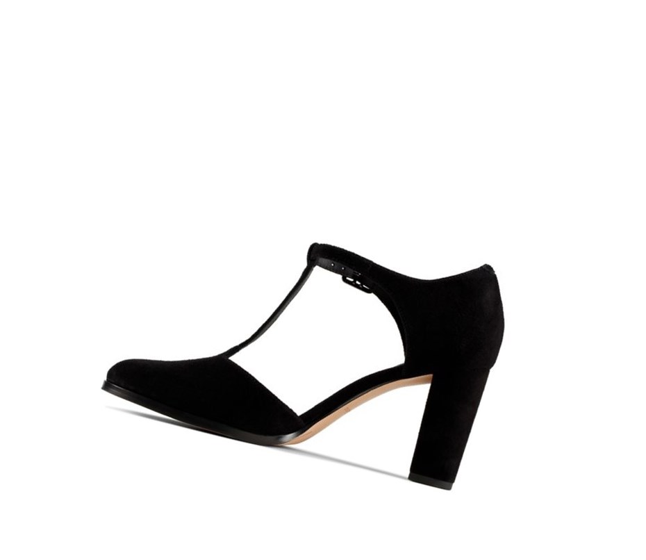 Talons Clarks Kaylin 85 T Bar Daim Femme Noir | TGJK25407