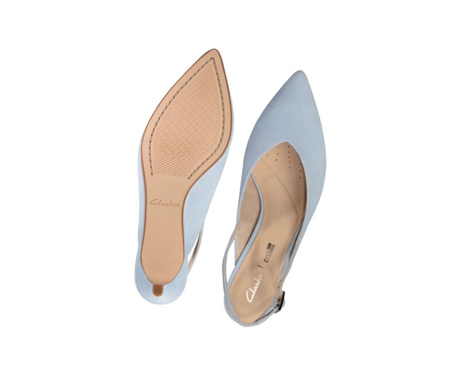 Talons Clarks Laina 55 Brides Daim Femme Bleu Clair | QZEM19307