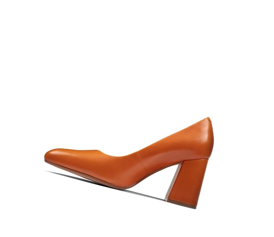 Talons Clarks Laina 85 Court Cuir Femme Orange | SYNK24790