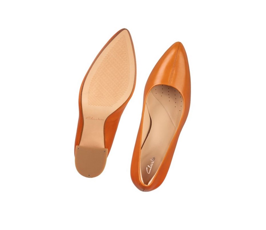 Talons Clarks Laina 85 Court Cuir Femme Orange | SYNK24790