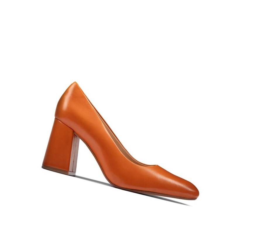 Talons Clarks Laina 85 Court Cuir Femme Orange | SYNK24790