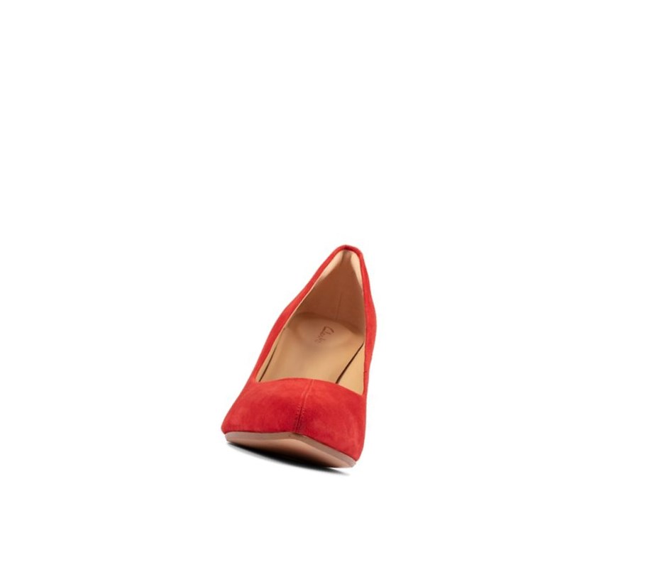 Talons Clarks Laina 85 Court Daim Femme Rouge | HFCJ73145