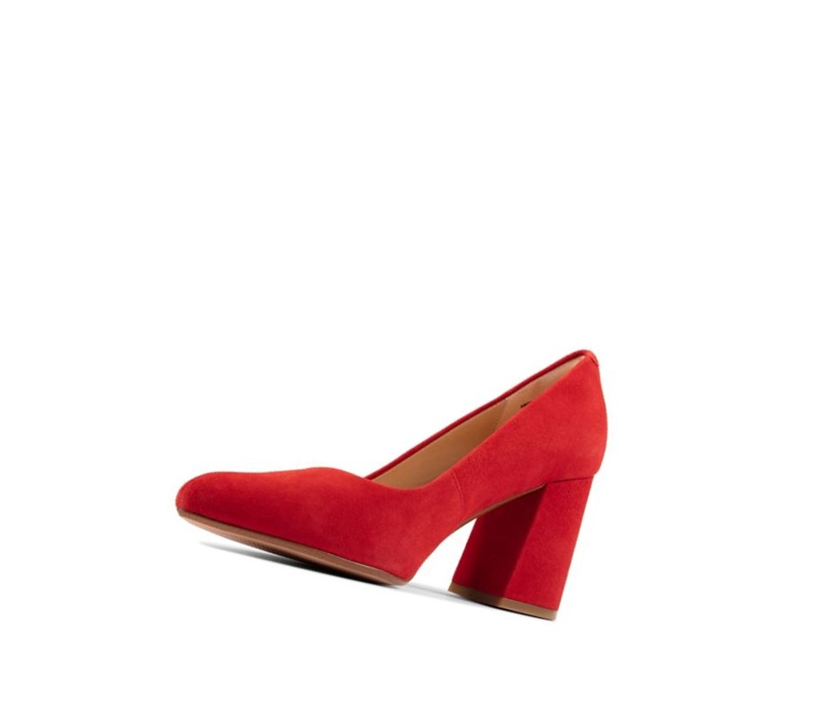 Talons Clarks Laina 85 Court Daim Femme Rouge | HFCJ73145