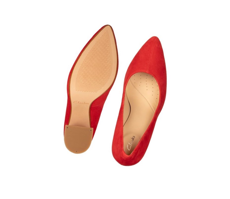 Talons Clarks Laina 85 Court Daim Femme Rouge | HFCJ73145