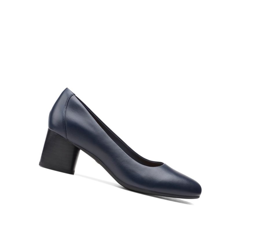 Talons Clarks Un Cosmo Robe Cuir Femme Bleu Marine | ZUMQ65028