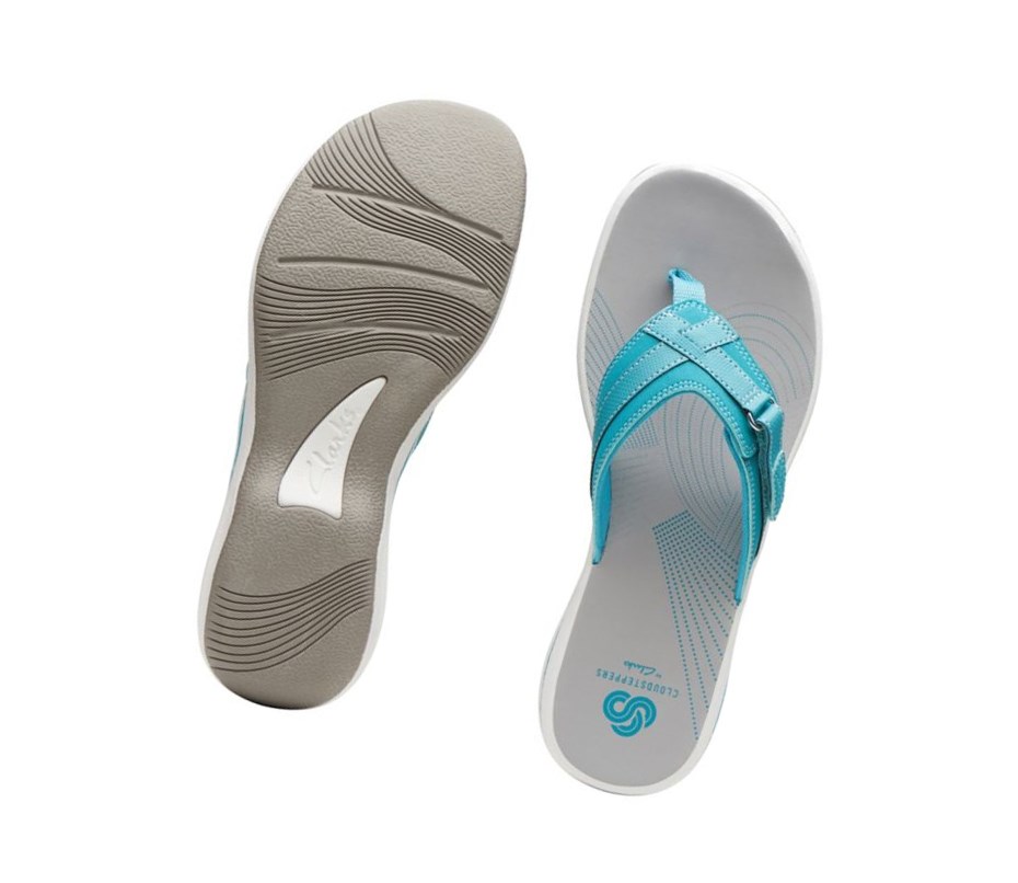 Tong Clarks Brinkley Sea Femme Turquoise | VEYK08573