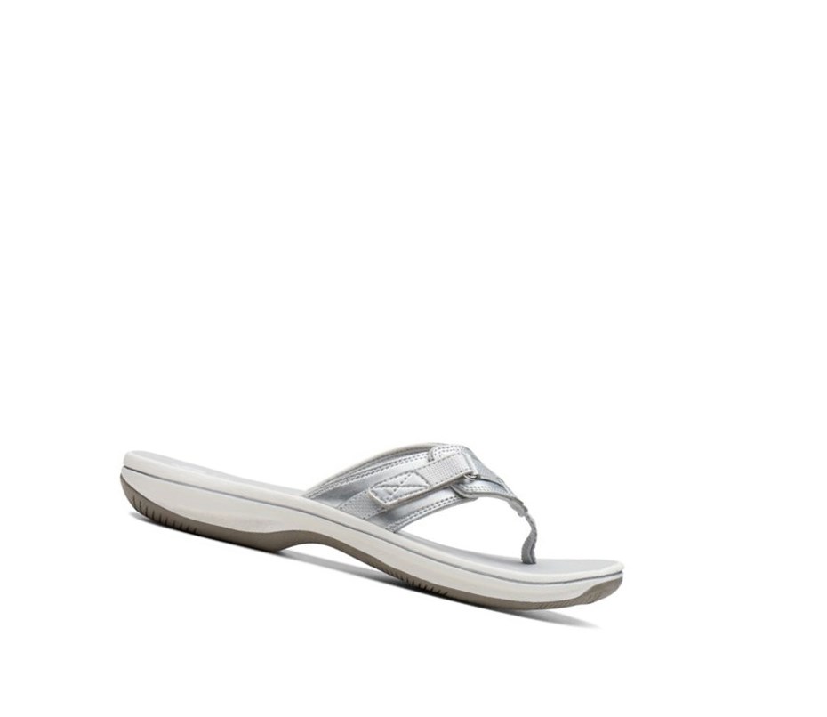 Tong Clarks Brinkley Sea Synthétique Femme Argent | IOKD12945