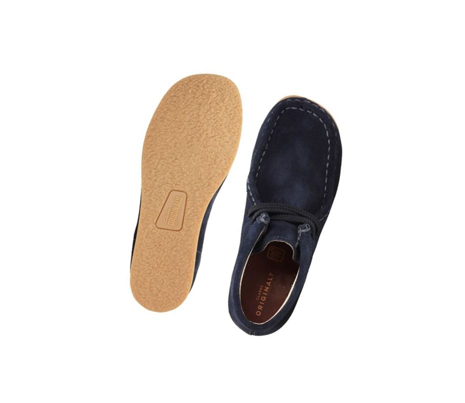 Wallabee Clarks Originale Daim Fille Bleu Marine | QMUX42398