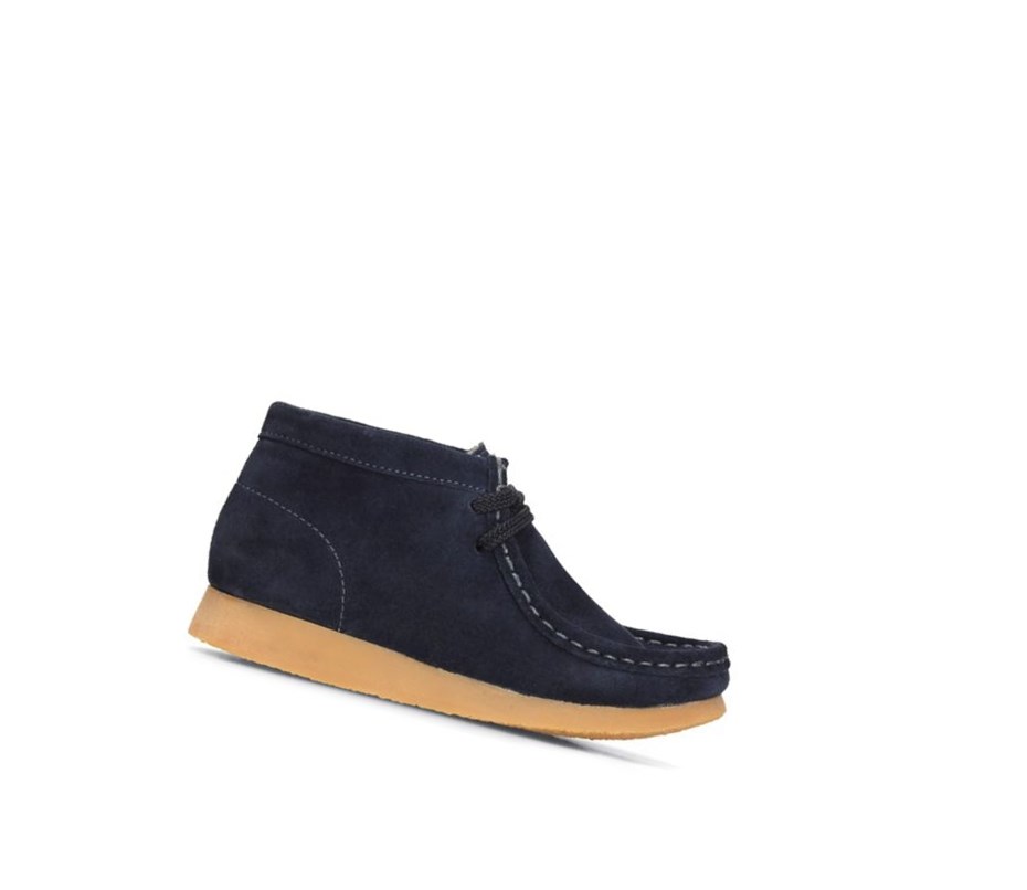 Wallabee Clarks Originale Daim Fille Bleu Marine | QMUX42398