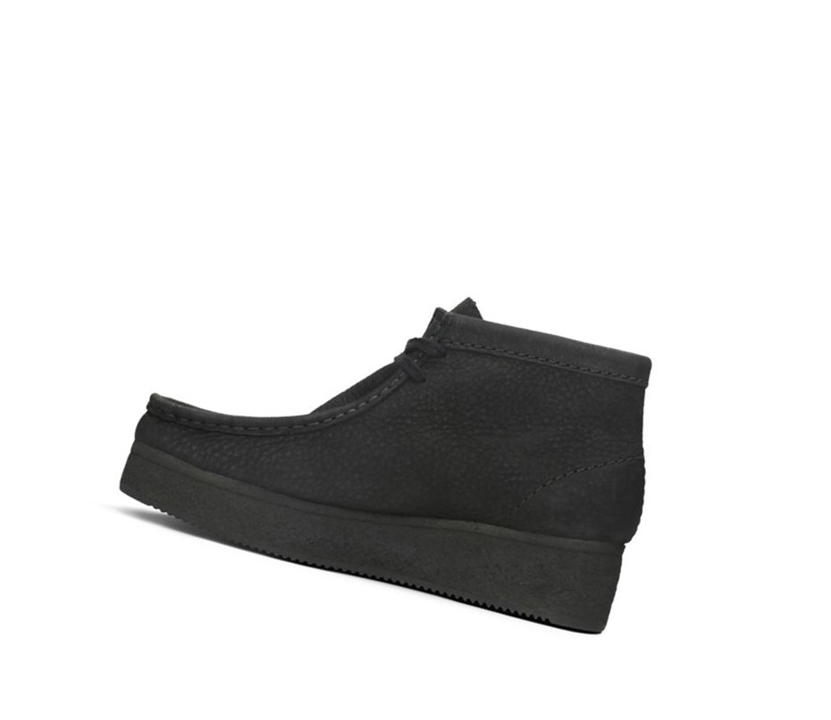 Wallabee Clarks Wedge Nubuck Cuir Femme Noir | JYSF32906